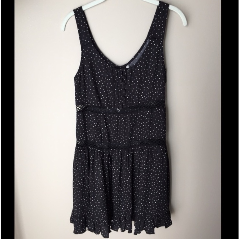 🌺 Willow & Clay Black and White  Polka Dot Dress w Lace Peek-a-Boo Women Sz S - Picture 4 of 6